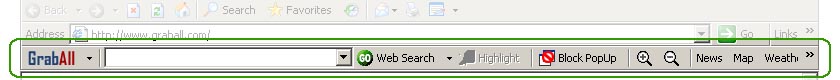 Sample of GrabAll Toolbar on Internet Explorer